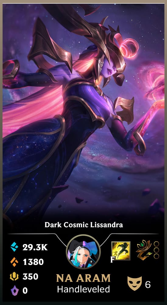 Dark Cosmic Lissandra | Handleveled LOL Accounts | NA ARAM