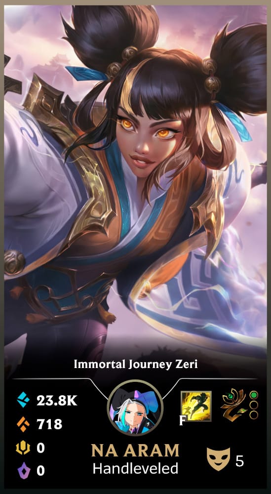 Immortal Journey Zeri | Handleveled LOL Accounts | NA ARAM