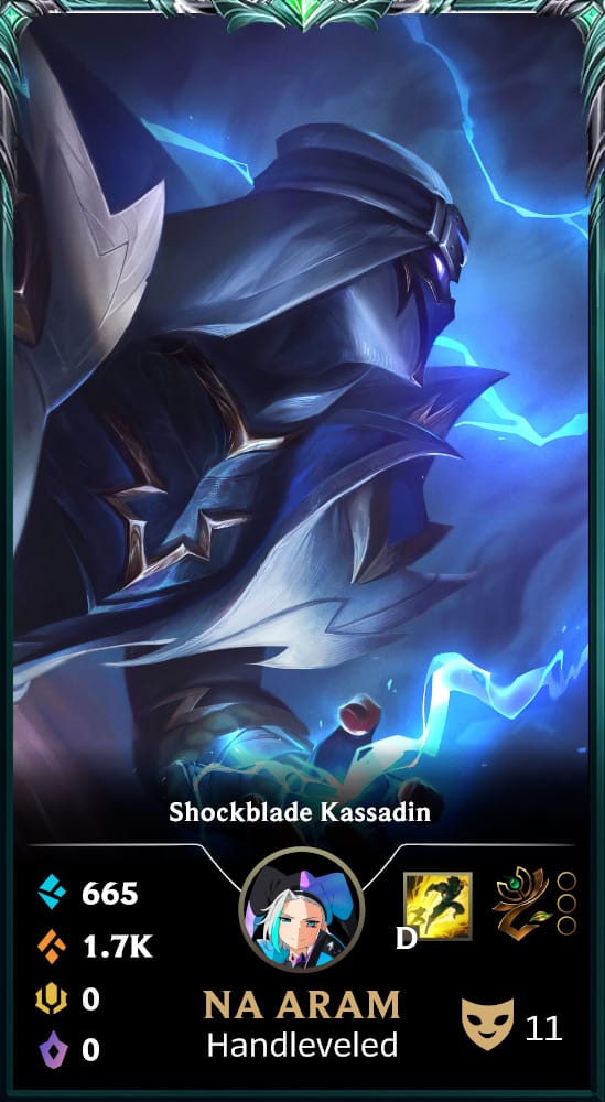 Shockblade Kassadin | Handleveled LOL Accounts | NA PLATINUM 4 75%WR