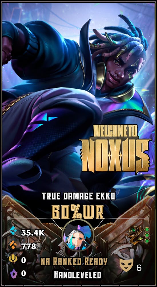True Damage Ekko | NA | 60% Win Rate | Hand-Leveled & Ranked Ready