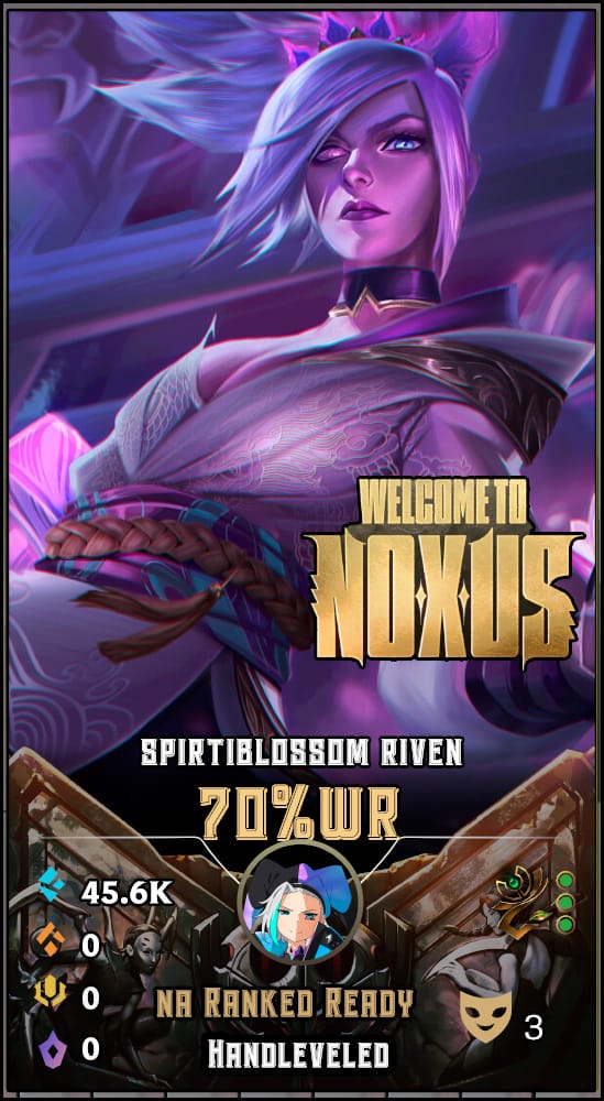 SpiritBlossom Riven | NA | 70% Win Rate | Hand-Leveled & Ranked Ready
