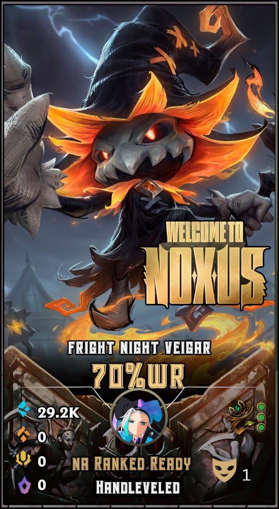 Fright Night Veigar | NA | 70% Win Rate | Hand-Leveled & Ranked Ready