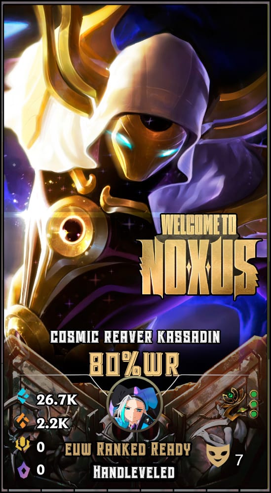 Cosmic Reaver Kassadin | EUW | 80% Win Rate | Hand-Leveled & Ranked Ready