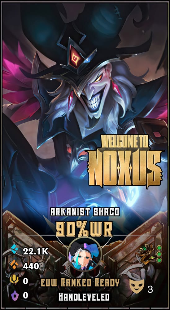 Arkanist Shaco | EUW | 90% Win Rate | Hand-Leveled & Ranked Ready