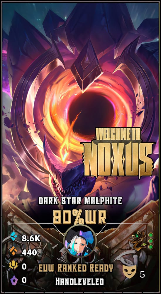 Darkstar Malphite | EUW | 80% Win Rate | Hand-Leveled & Ranked Ready