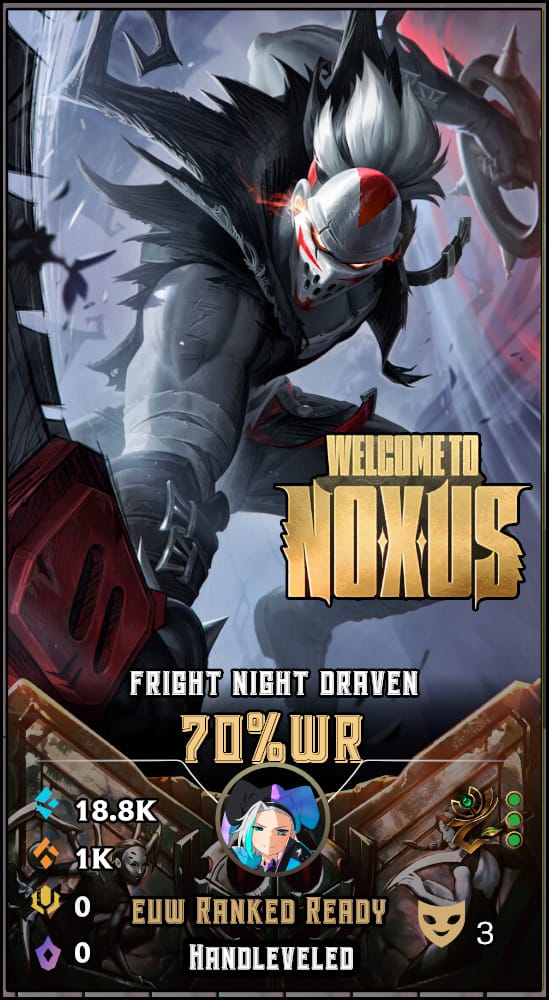 Fright Night Draven | EUW | 70% Win Rate | Hand-Leveled & Ranked Ready