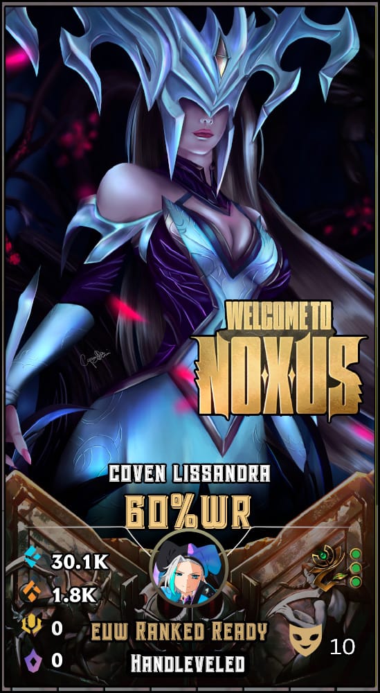 Coven Lissandra | EUW | 60% Win Rate | Hand-Leveled & Ranked Ready