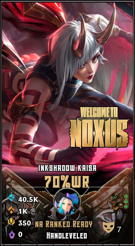 Inkshadow Kaisa | NA | 70% Win Rate | Hand-Leveled & Ranked Ready