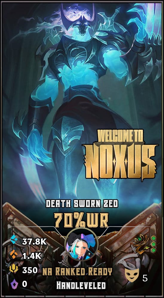 Deathsworn Zed | NA | 70% Win Rate | Hand-Leveled & Ranked Ready