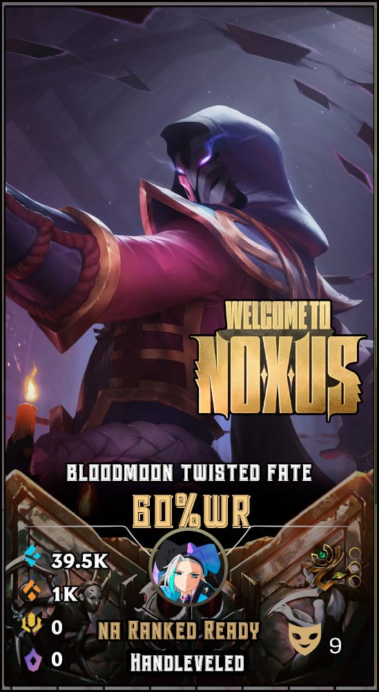BloodMoon Twisted Fate | NA | 60% Win Rate | Hand-Leveled & Ranked Ready