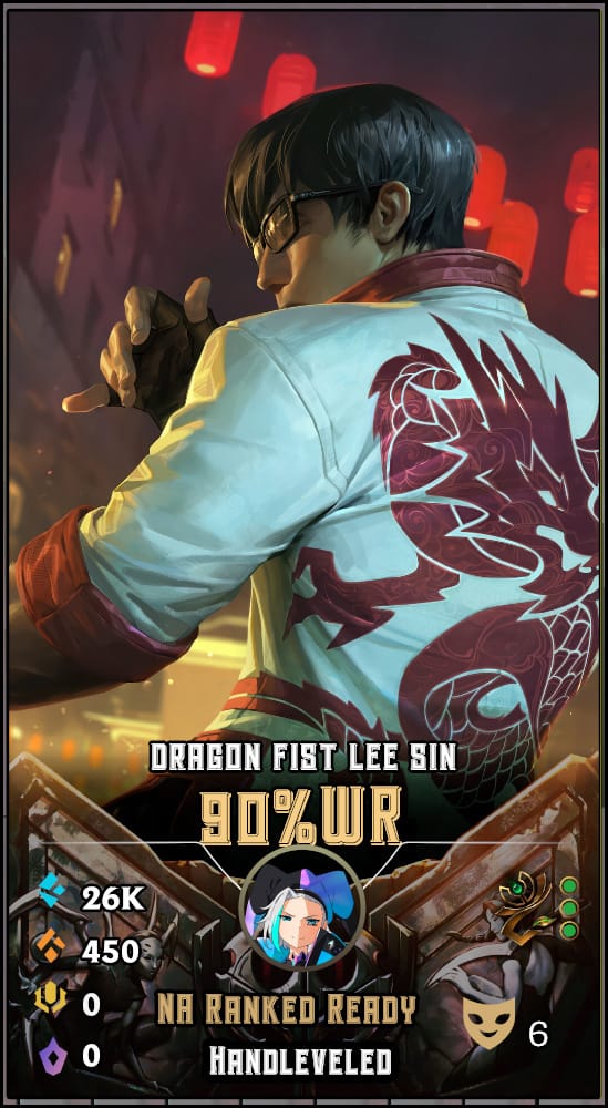 Dragon Fist Lee Sin | NA | 90% Win Rate | Hand-Leveled & Ranked Ready